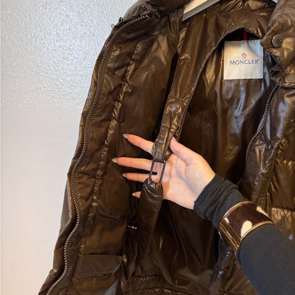 MONCLER BROWN PUFFER COAT - Picture 4 of 6